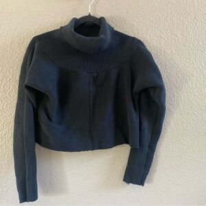 Desiree Klein turtleneck sweater black cropped boxy ribbed chunky XS